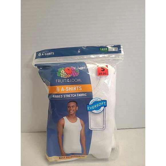 Fruit of the Loom Men's Tag-Free Tank  White Small New 6 Pack - Picture 1 of 6